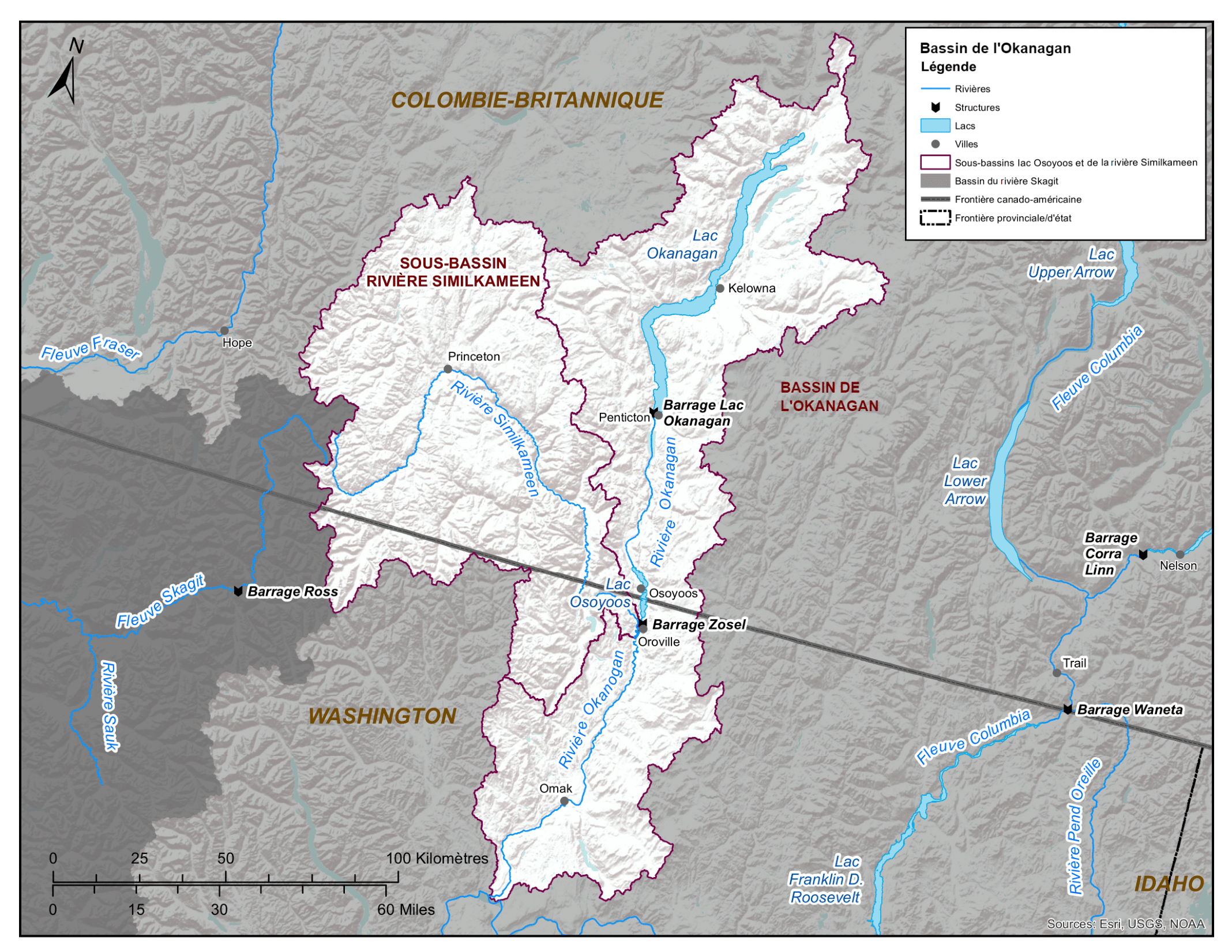 Carte du bassin de l’Okanagan