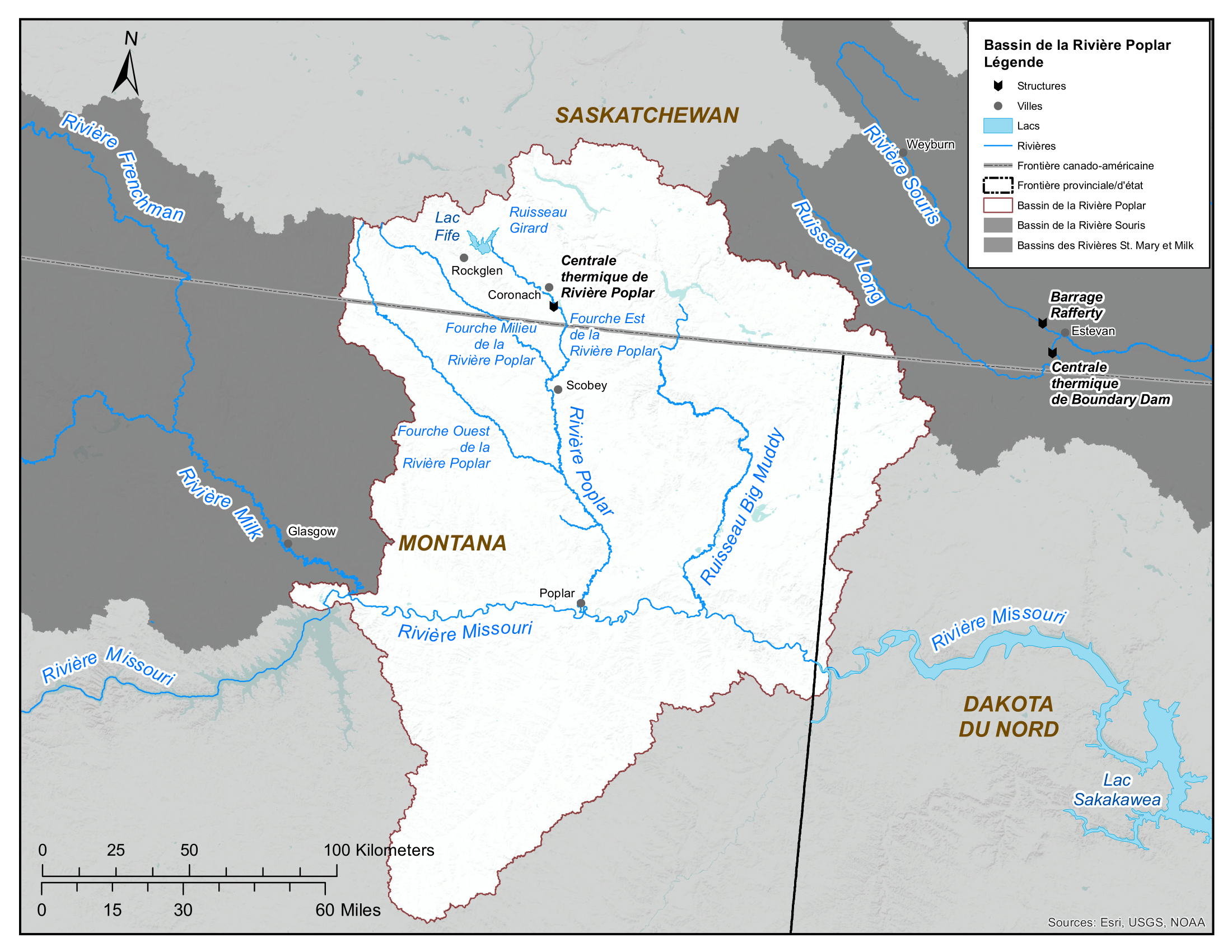 Carte du bassin de la Rivière Poplar