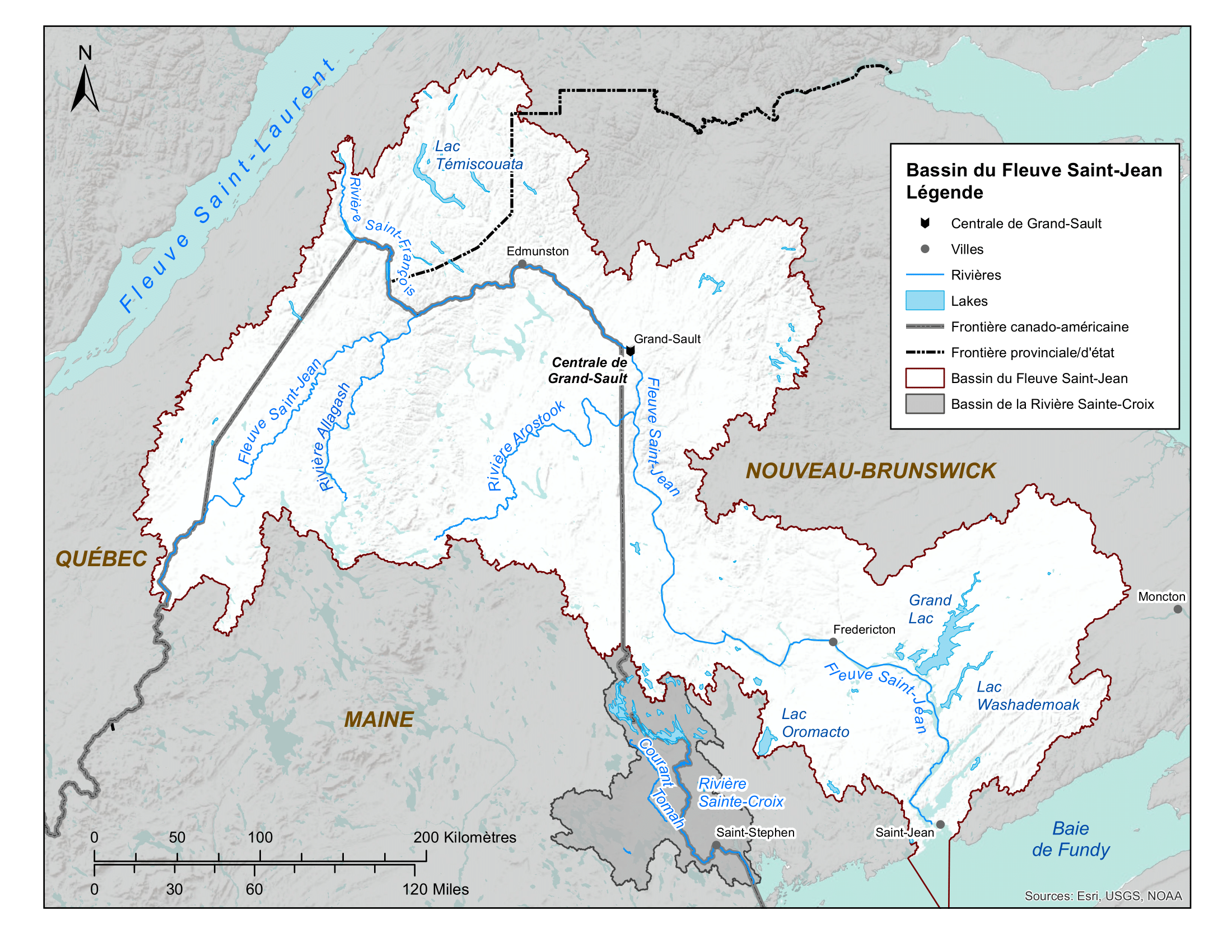 Carte du bassin du Fleuve Saint-Jean