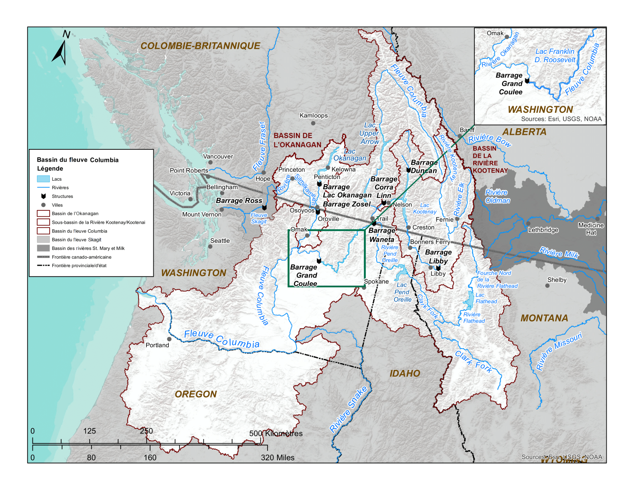 Carte du bassin du Fleuve Columbia