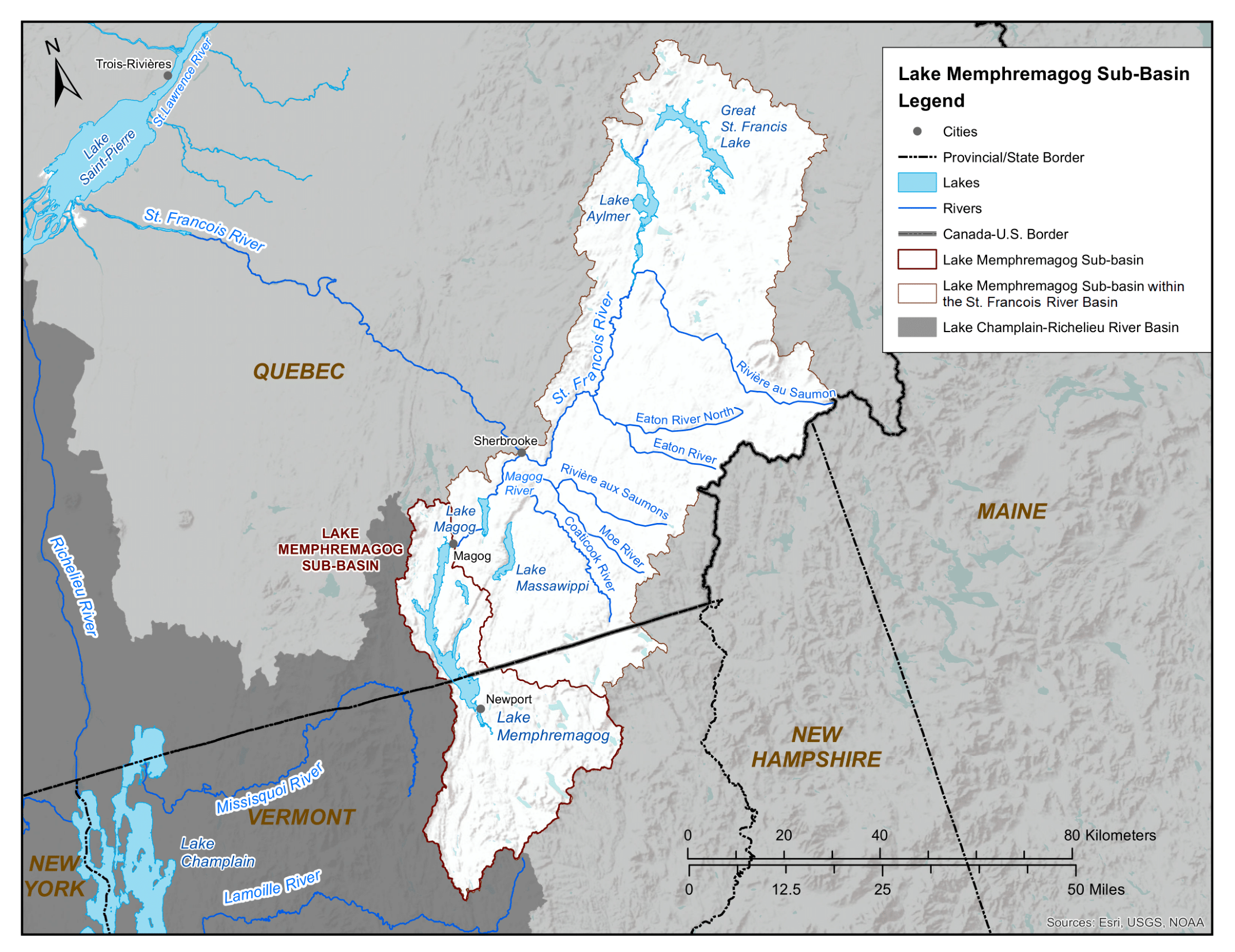 Map of Lake Memphremagog