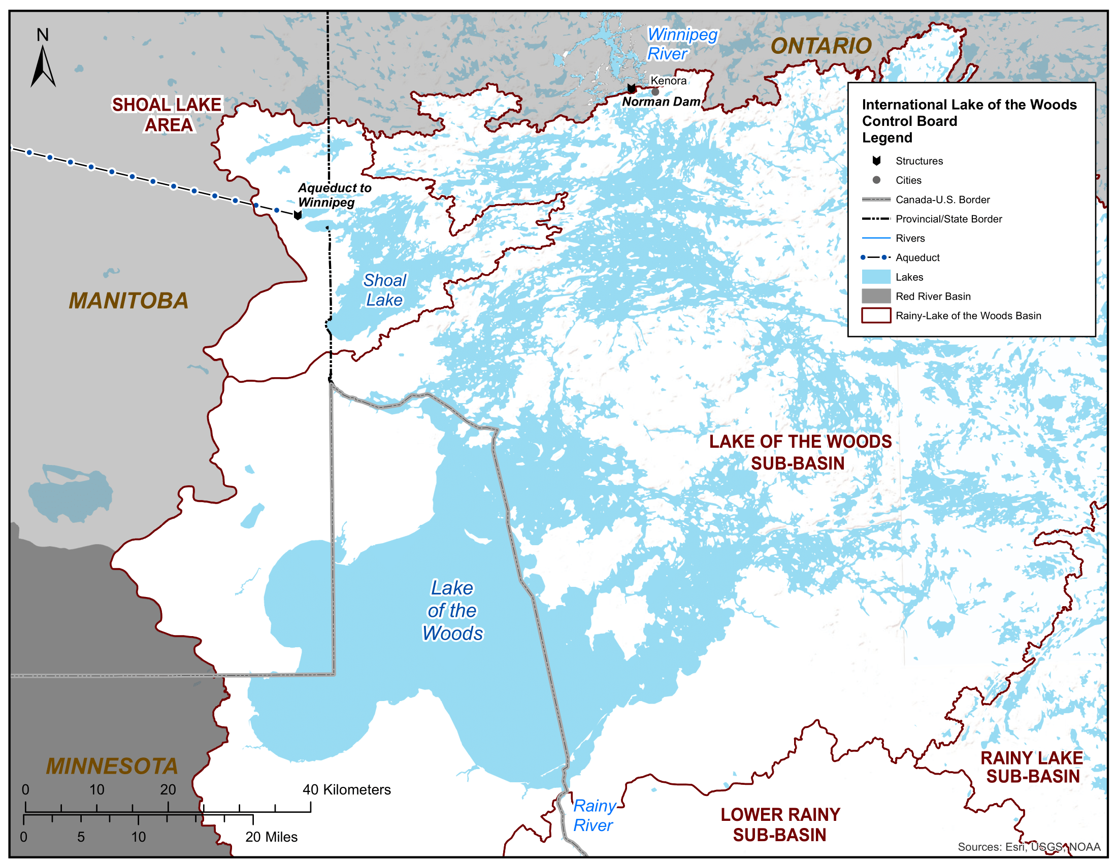 Lake of the Woods sub-basin and Norman Dam map