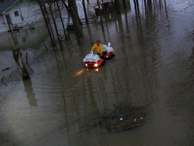 Motor Boat on the Street Richelieu Flood