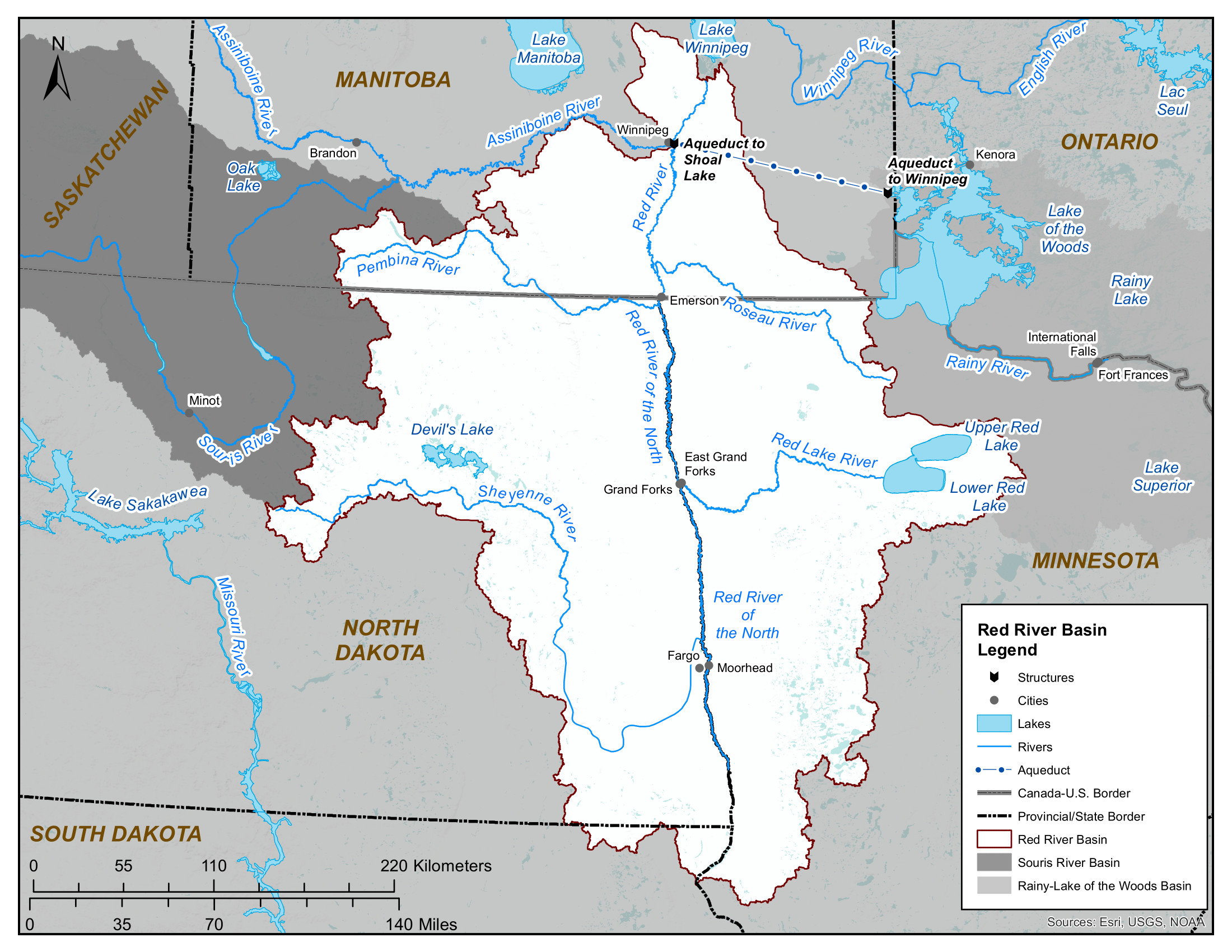 Map of the Red River watershed