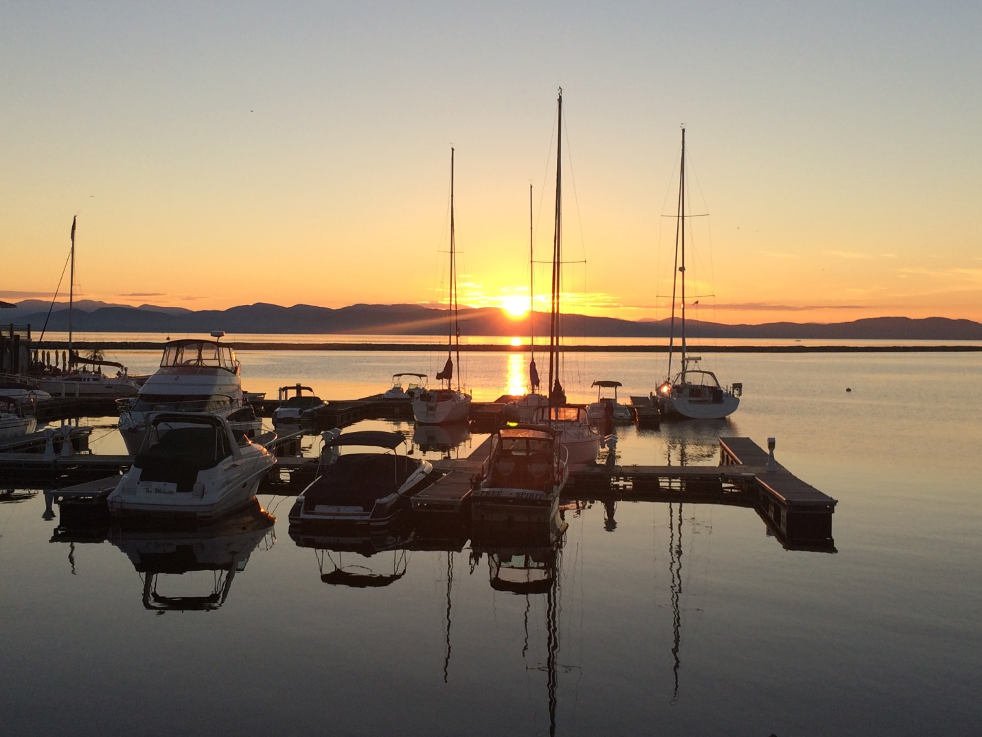 Sunset and Boats over the lake