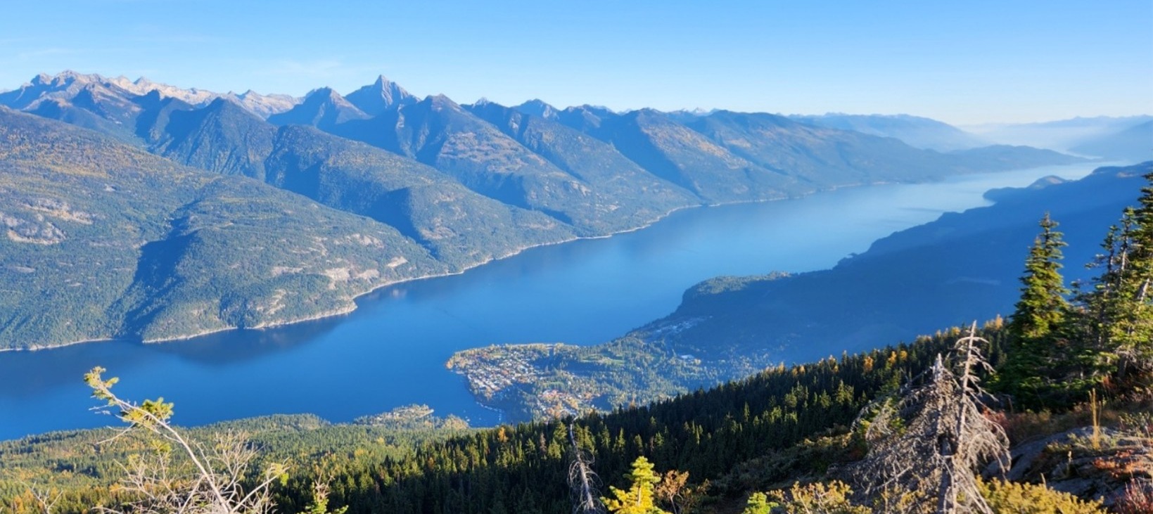 View from above of Kootenay Lake