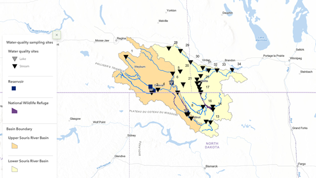 example souris river water quality trends storymap usgs