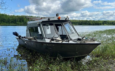 A research boat on the Rainy River.