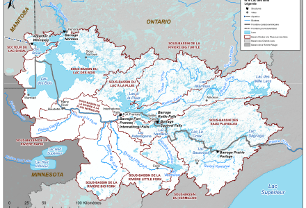 Carte du bassin de la Rivière à la Pluie et le Lac des Bois