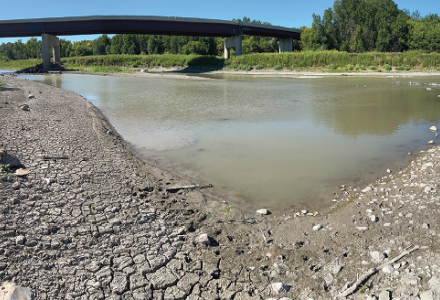 The Red River near the streamgage in Halstad, Minnesota during low-flow conditions in August 2021. Credit: USGS 