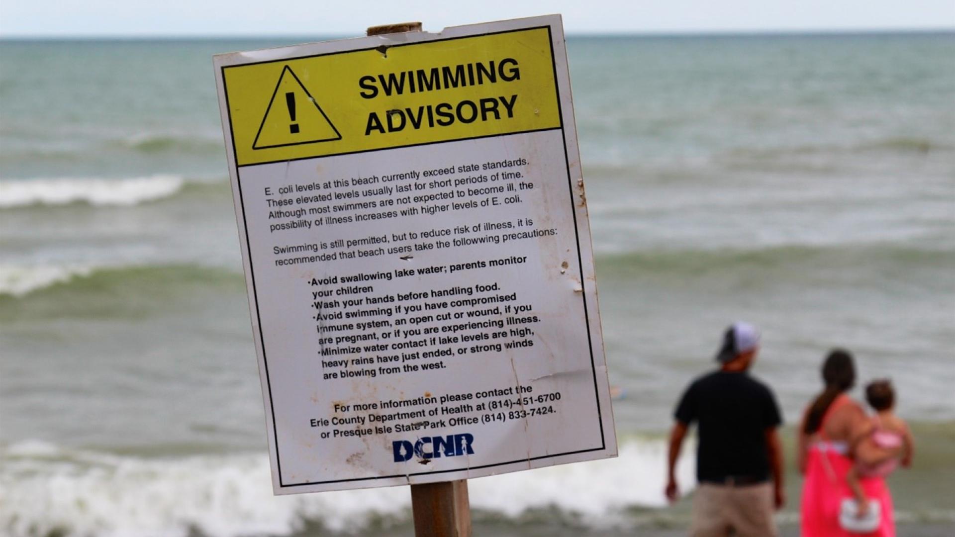 swimming advisory sign great lakes 