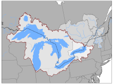 Icon map of the Great Lakes and St. Lawrence River