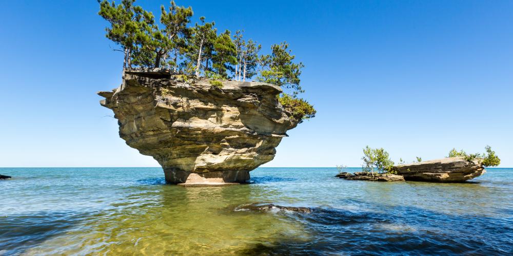 Turnip Rock on Lake Huron in Port Austin Michigan