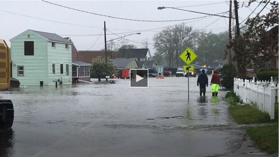 Upstream flooding in Beattie Beach, Greece, New York State, USA